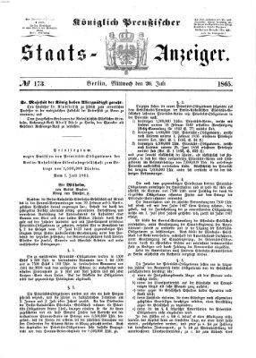 Königlich Preußischer Staats-Anzeiger (Allgemeine preußische Staats-Zeitung) Mittwoch 26. Juli 1865