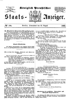 Königlich Preußischer Staats-Anzeiger (Allgemeine preußische Staats-Zeitung) Samstag 12. August 1865
