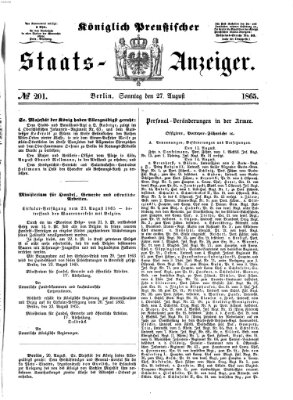 Königlich Preußischer Staats-Anzeiger (Allgemeine preußische Staats-Zeitung) Sonntag 27. August 1865