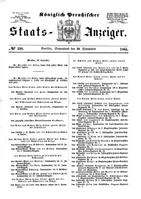 Königlich Preußischer Staats-Anzeiger (Allgemeine preußische Staats-Zeitung) Samstag 30. September 1865