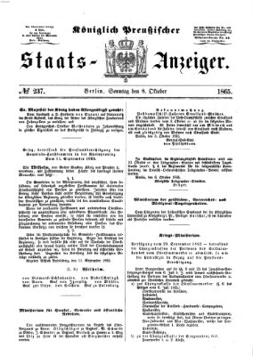 Königlich Preußischer Staats-Anzeiger (Allgemeine preußische Staats-Zeitung) Sonntag 8. Oktober 1865