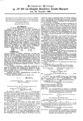 Königlich Preußischer Staats-Anzeiger (Allgemeine preußische Staats-Zeitung) Mittwoch 13. Dezember 1865