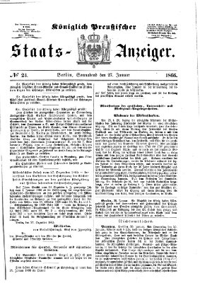 Königlich Preußischer Staats-Anzeiger (Allgemeine preußische Staats-Zeitung) Samstag 27. Januar 1866