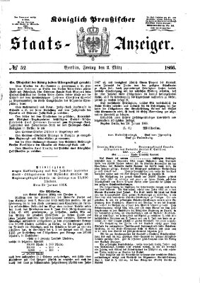 Königlich Preußischer Staats-Anzeiger (Allgemeine preußische Staats-Zeitung) Freitag 2. März 1866