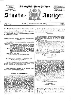 Königlich Preußischer Staats-Anzeiger (Allgemeine preußische Staats-Zeitung) Samstag 24. März 1866