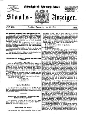 Königlich Preußischer Staats-Anzeiger (Allgemeine preußische Staats-Zeitung) Donnerstag 31. Mai 1866