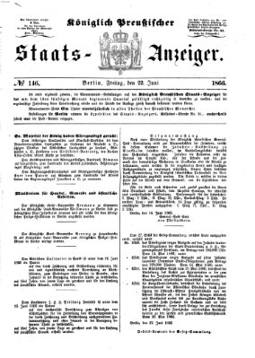 Königlich Preußischer Staats-Anzeiger (Allgemeine preußische Staats-Zeitung) Freitag 22. Juni 1866