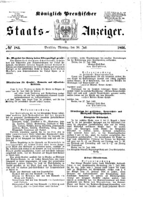 Königlich Preußischer Staats-Anzeiger (Allgemeine preußische Staats-Zeitung) Montag 30. Juli 1866