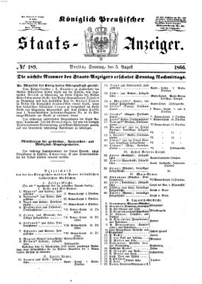 Königlich Preußischer Staats-Anzeiger (Allgemeine preußische Staats-Zeitung) Sonntag 5. August 1866