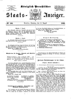 Königlich Preußischer Staats-Anzeiger (Allgemeine preußische Staats-Zeitung) Sonntag 12. August 1866
