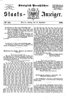 Königlich Preußischer Staats-Anzeiger (Allgemeine preußische Staats-Zeitung) Freitag 14. September 1866
