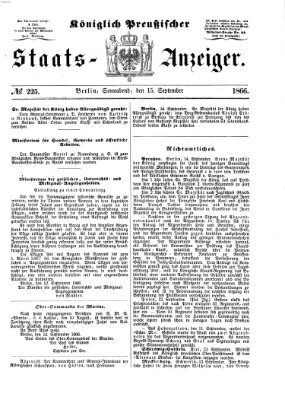 Königlich Preußischer Staats-Anzeiger (Allgemeine preußische Staats-Zeitung) Samstag 15. September 1866