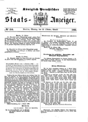 Königlich Preußischer Staats-Anzeiger (Allgemeine preußische Staats-Zeitung) Montag 22. Oktober 1866