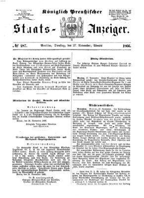 Königlich Preußischer Staats-Anzeiger (Allgemeine preußische Staats-Zeitung) Dienstag 27. November 1866