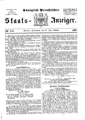 Königlich Preußischer Staats-Anzeiger (Allgemeine preußische Staats-Zeitung) Samstag 27. Juli 1867