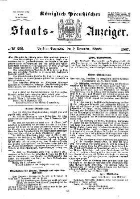 Königlich Preußischer Staats-Anzeiger (Allgemeine preußische Staats-Zeitung) Samstag 9. November 1867