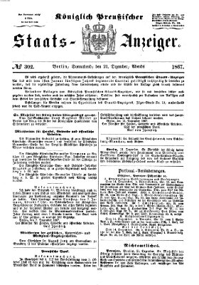 Königlich Preußischer Staats-Anzeiger (Allgemeine preußische Staats-Zeitung) Samstag 21. Dezember 1867