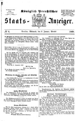 Königlich Preußischer Staats-Anzeiger (Allgemeine preußische Staats-Zeitung) Mittwoch 8. Januar 1868