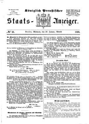 Königlich Preußischer Staats-Anzeiger (Allgemeine preußische Staats-Zeitung) Mittwoch 29. Januar 1868