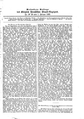 Königlich Preußischer Staats-Anzeiger (Allgemeine preußische Staats-Zeitung) Samstag 1. Februar 1868
