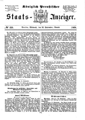 Königlich Preußischer Staats-Anzeiger (Allgemeine preußische Staats-Zeitung) Mittwoch 23. September 1868