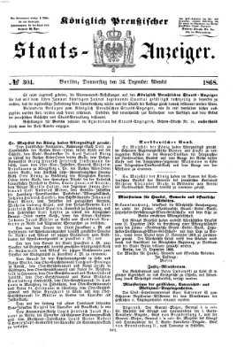 Königlich Preußischer Staats-Anzeiger (Allgemeine preußische Staats-Zeitung) Donnerstag 24. Dezember 1868