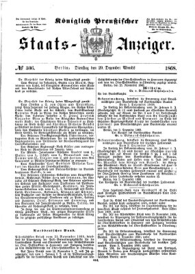 Königlich Preußischer Staats-Anzeiger (Allgemeine preußische Staats-Zeitung) Dienstag 29. Dezember 1868