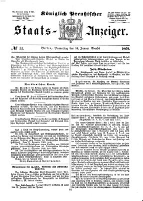 Königlich Preußischer Staats-Anzeiger (Allgemeine preußische Staats-Zeitung) Donnerstag 14. Januar 1869
