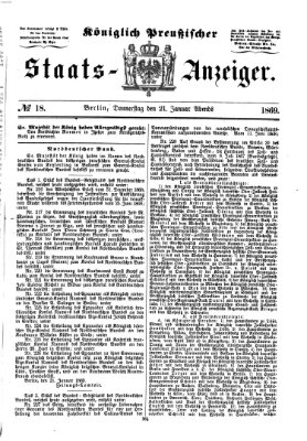 Königlich Preußischer Staats-Anzeiger (Allgemeine preußische Staats-Zeitung) Donnerstag 21. Januar 1869