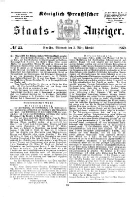 Königlich Preußischer Staats-Anzeiger (Allgemeine preußische Staats-Zeitung) Mittwoch 3. März 1869
