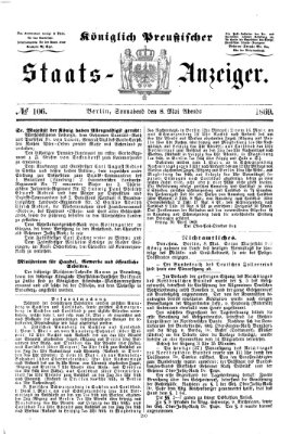 Königlich Preußischer Staats-Anzeiger (Allgemeine preußische Staats-Zeitung) Samstag 8. Mai 1869