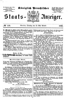 Königlich Preußischer Staats-Anzeiger (Allgemeine preußische Staats-Zeitung) Dienstag 25. Mai 1869
