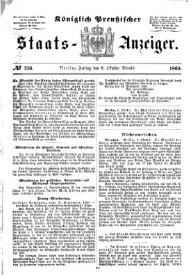 Königlich Preußischer Staats-Anzeiger (Allgemeine preußische Staats-Zeitung) Freitag 8. Oktober 1869