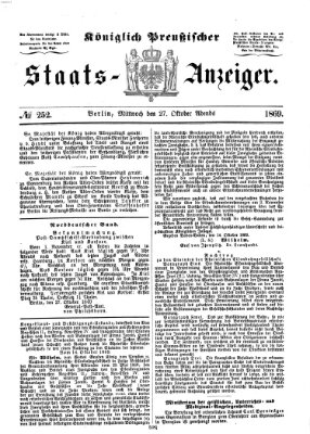 Königlich Preußischer Staats-Anzeiger (Allgemeine preußische Staats-Zeitung) Mittwoch 27. Oktober 1869