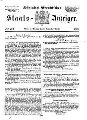 Königlich Preußischer Staats-Anzeiger (Allgemeine preußische Staats-Zeitung) Montag 8. November 1869
