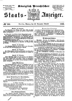 Königlich Preußischer Staats-Anzeiger (Allgemeine preußische Staats-Zeitung) Montag 29. November 1869