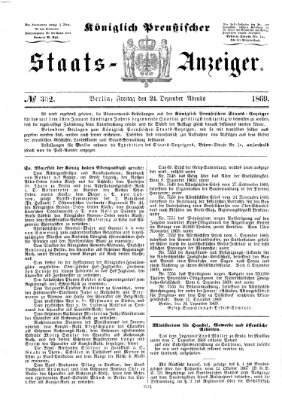 Königlich Preußischer Staats-Anzeiger (Allgemeine preußische Staats-Zeitung) Freitag 24. Dezember 1869