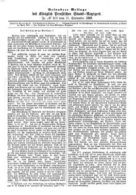 Königlich Preußischer Staats-Anzeiger (Allgemeine preußische Staats-Zeitung) Samstag 11. September 1869