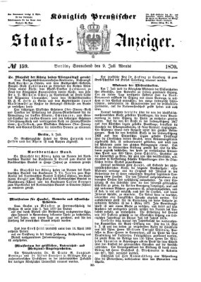 Königlich Preußischer Staats-Anzeiger (Allgemeine preußische Staats-Zeitung) Samstag 9. Juli 1870