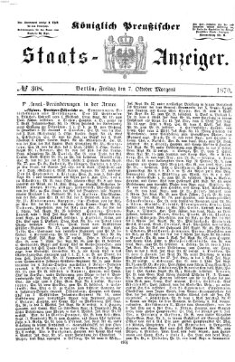 Königlich Preußischer Staats-Anzeiger (Allgemeine preußische Staats-Zeitung) Freitag 7. Oktober 1870