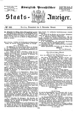 Königlich Preußischer Staats-Anzeiger (Allgemeine preußische Staats-Zeitung) Samstag 5. November 1870