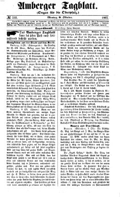 Amberger Tagblatt Montag 9. Oktober 1865
