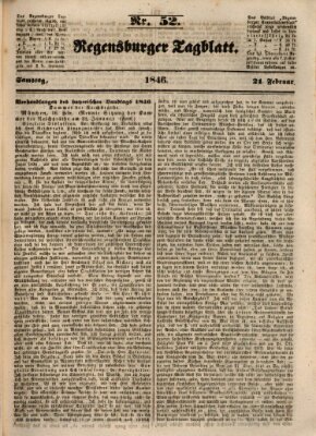 Regensburger Tagblatt Samstag 21. Februar 1846