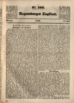 Regensburger Tagblatt Montag 13. Juli 1846