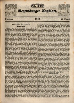 Regensburger Tagblatt Dienstag 11. August 1846