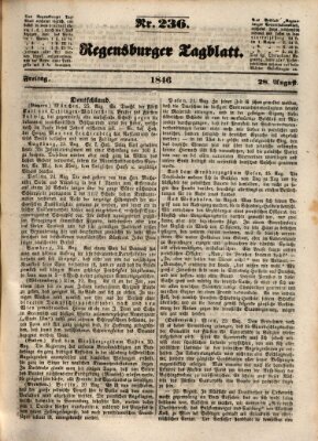 Regensburger Tagblatt Freitag 28. August 1846