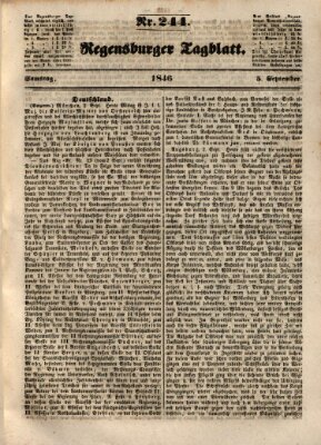 Regensburger Tagblatt Samstag 5. September 1846