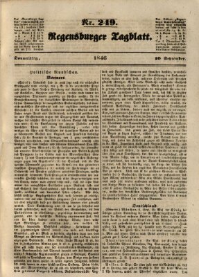 Regensburger Tagblatt Donnerstag 10. September 1846
