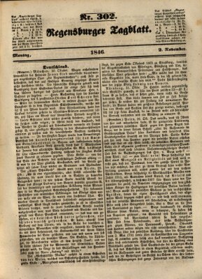 Regensburger Tagblatt Montag 2. November 1846