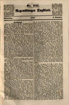 Regensburger Tagblatt Donnerstag 2. September 1847